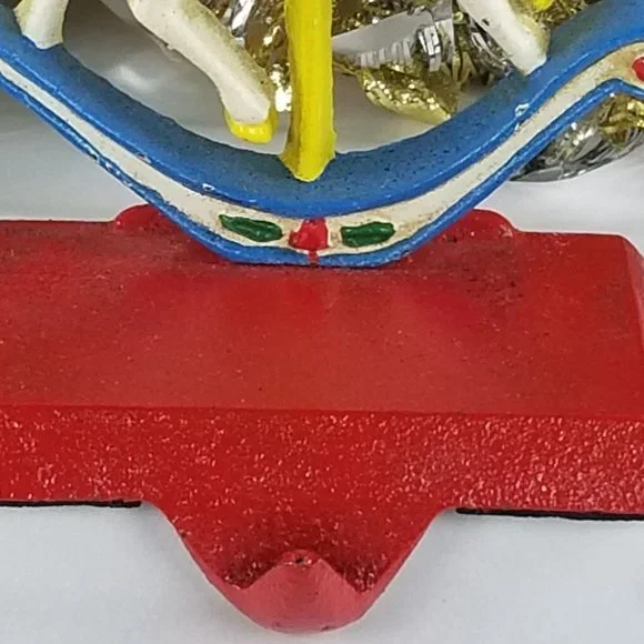 Carousel Rocking Horse Iron Xmas Stocking Holder for Fireplace Mantel Tabletop - Picture 8 of 9